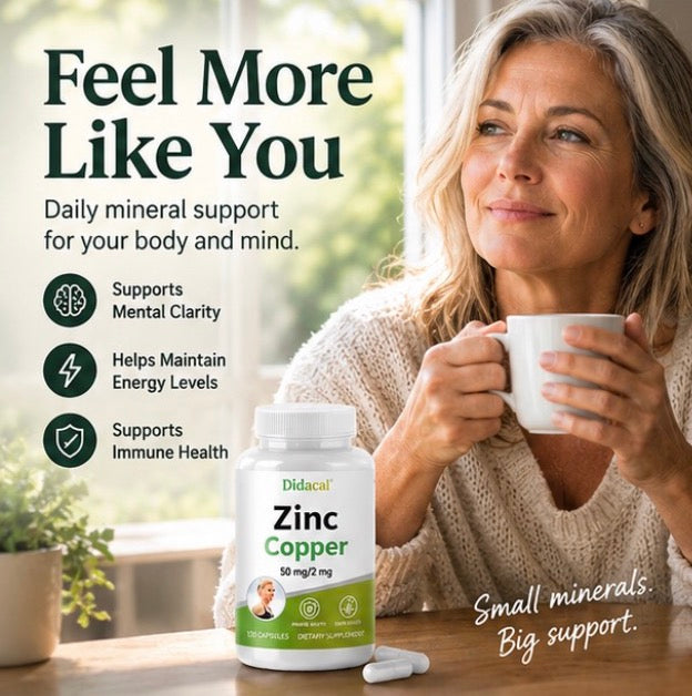 Clear Headed Zinc + Copper | 50 mg / 2 mg | 120 Capsules | No Caffeine